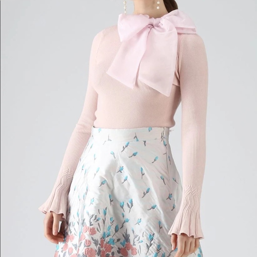 Pink long-sleeve Bow Top